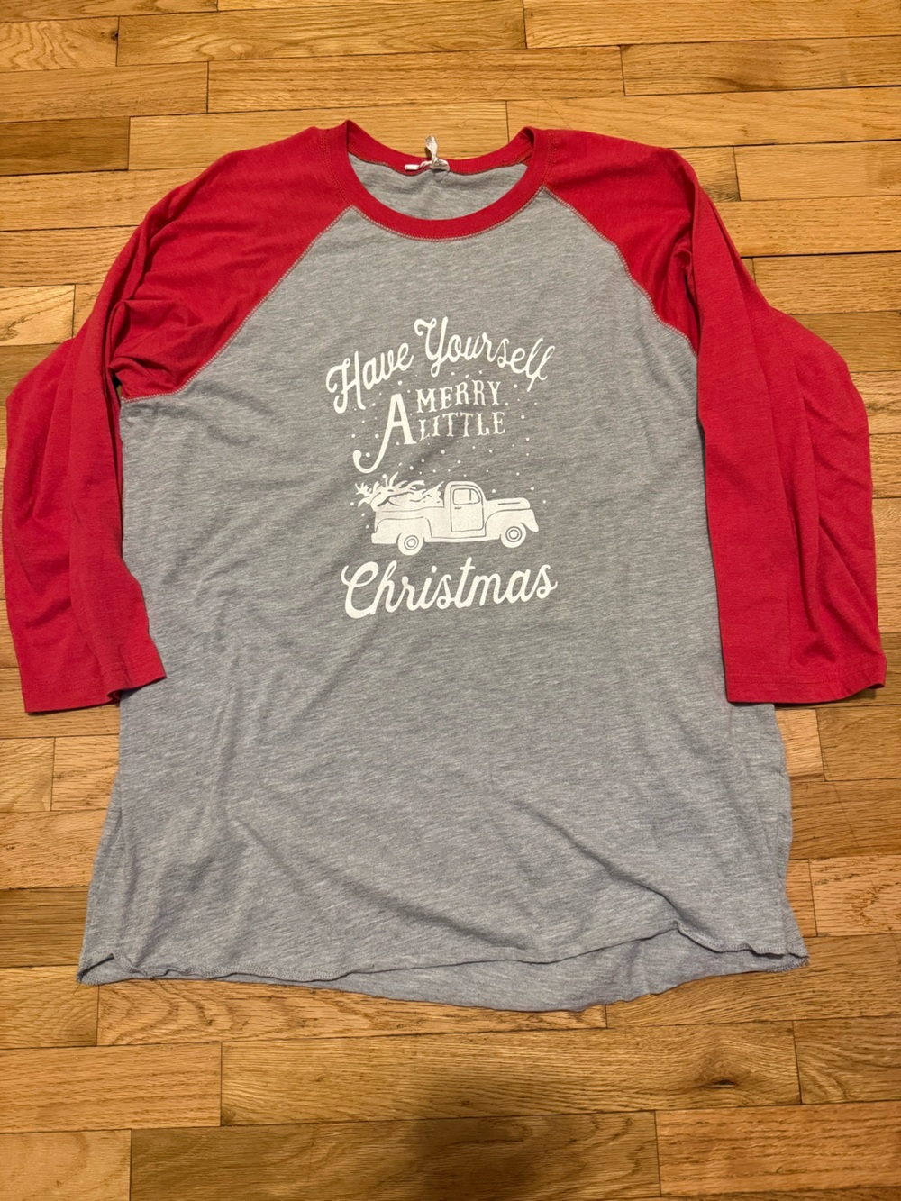 Women's Gray & Red Raglan Christmas Tee - Have Yourself a Merry Little Christmas